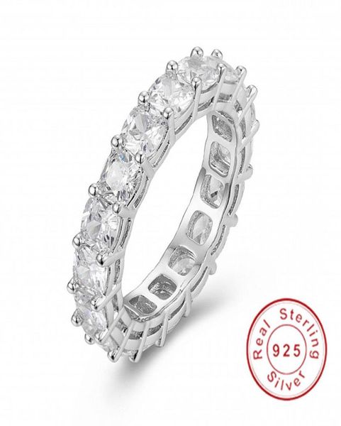 25 Gümüş Pave Yastık Kesme Tam Kare Simüle Simüle Eternity Band Nişan Düğün Taş Yüzükleri Boyut 56789109073383