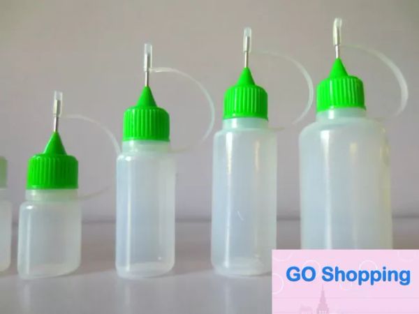 Boş şişe 3ml 5ml 10ml 15ml 20ml 30ml 50ml 50ml iğne şişesi Göz suyu için plastik damlalık şişeleri metal uçlu