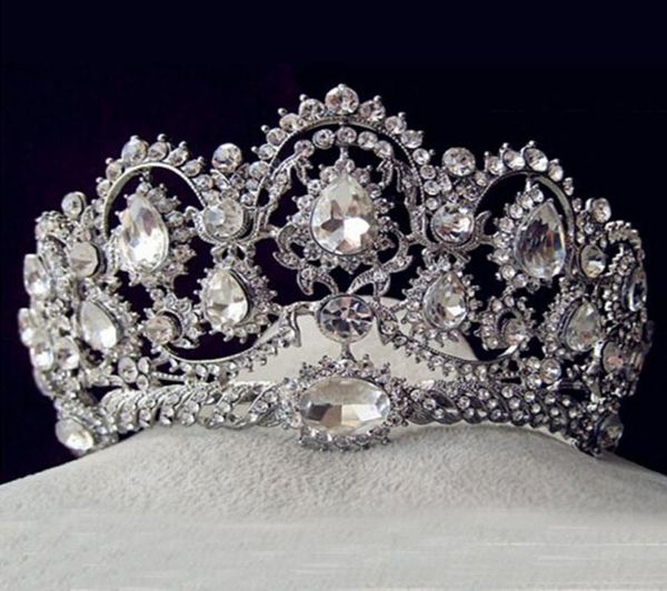 Tiara vintage europee gioielli da sposa argento da sposa quinceanera corona di cristalli di cristallo accessori per spose per spose8130202