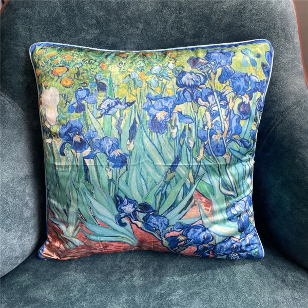 Pintura a óleo de van Gogh Irrises Prophaswcase Sofá de moda LONGO DE CURSAGEM DO CUSH CUSHION CUSHION Decoração de Decoração Caso Pillow 240508