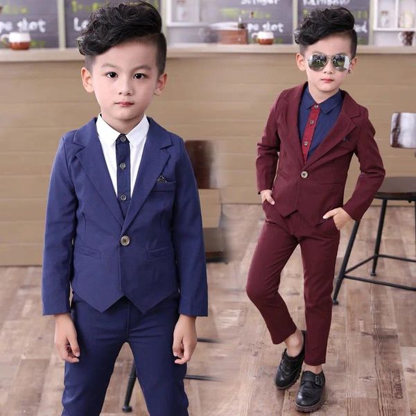 Bekleidungssets Baby Boys Kleidung Anzüge Kostüme Boy Herbst einzelner Breasted Kid Blazer Formale Hochzeitskleidung Baumwollkinder Set Mantel