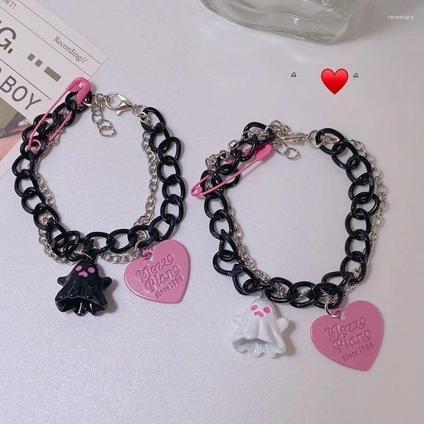 Link braccialetti Bracciale fantasma in bianco e nero Bracciale Ins Accessorio Coppia Female Happy Pink Pin Senior Sweet Dresse di compleanno Regali di compleanno