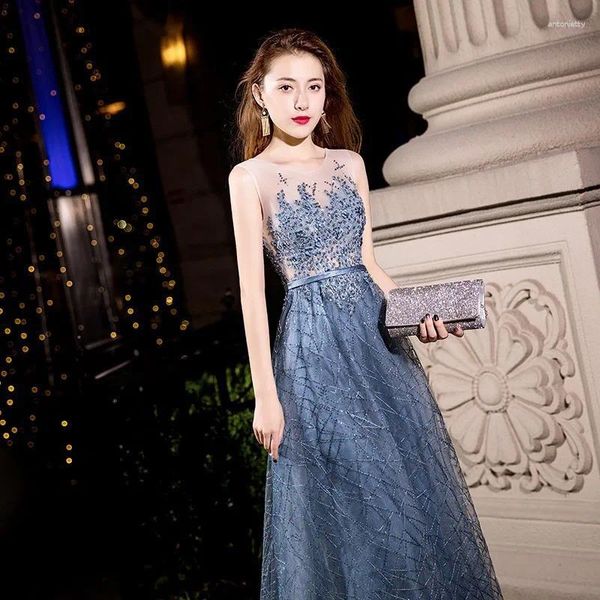 Abbigliamento etnico Incontro annuale Incontro annuale Dignificato Elegante abito da festa Elegante Abito da paillettes rotondo con paillettes Long Women Evening Prom Classic