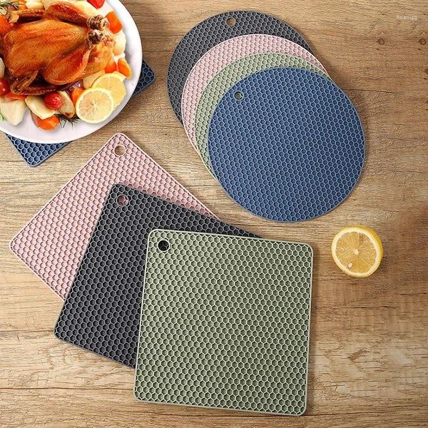 TABELA TATS 2/4PCS Honeycomb não -lip mat placemat Acessórios de cozinha multifuncionais resistentes a calor de silicone copos de copos de xícara