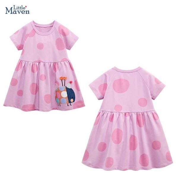 Vestidos de menina Little Maven 2024 Meninas Vestido de verão Animal Ladybug Childrens Casual Casual Childrens Decal