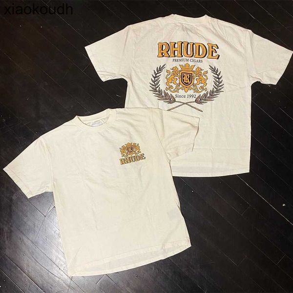 Meichao Club amblem mektup afiş için rhude yüksek son tasarımcı kıyafetleri, cadde cadde gevşek yuvarlak boyun kısa kollu tshirt erkek ve kadın yaz 1: 1 orijinal etiket