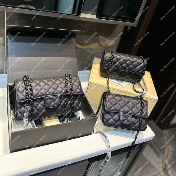 23B CC Designer Frauen Mini Cf Bag Hochwertige Kaviarleder so schwarzer Serie Klappen Umhängetasche Crossbody Bag Handtasche GM MM PM