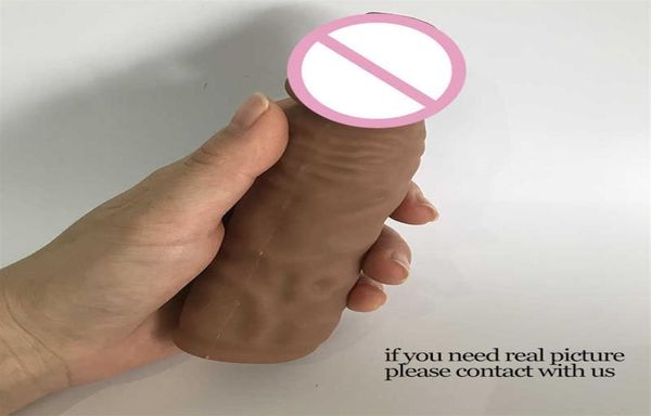Itens de massagem Mini 14cm SOT TPE Realista Dildo Penis Manga Reutilizável Penis de brinquedo Extensão de galo de galo