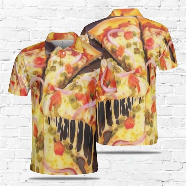 Erkek Polos Lezzetli Yemekler 3D Baskı Polo Gömlek Erkekler Giysileri Harajuku Moda Tasarım Kısa Kollu Gömlek Erişte Hamburger Pizza Tops