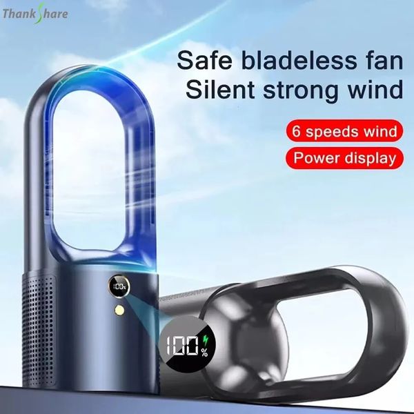 Ventola ricaricabile elettrica pavimento senza lama in piedi raffreddamento torre di sicurezza per bambini da 2000 mAh ventilatore aria refrigerazione aria 6 marcia 240507