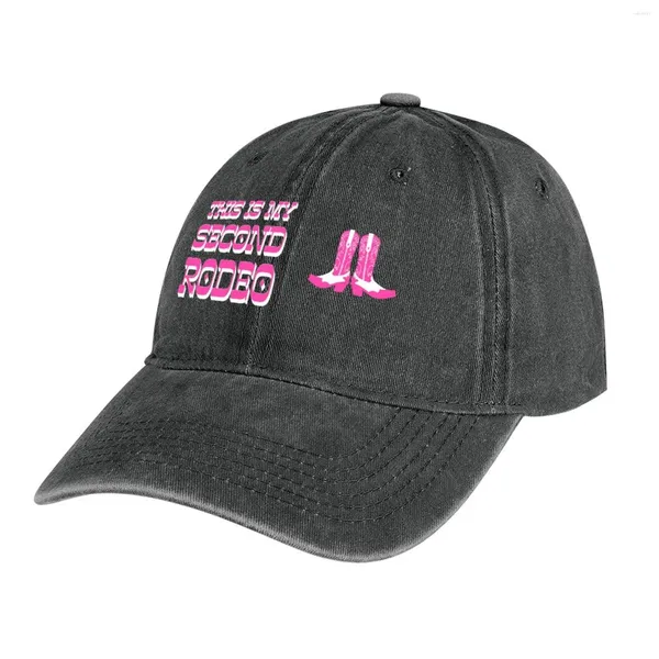 Beretti Questo è il mio secondo rodeo (lettere rosa Old West in bianco e nero) Cappello da cowboy UV protezione solare Sun Boy Women's