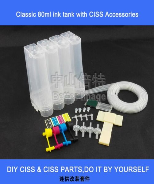 4 Farbe DIY Universal Continuous Ink System CISS Kit mit Zubehör Spritzen Luftfilter usw. ohne Patronen8302750