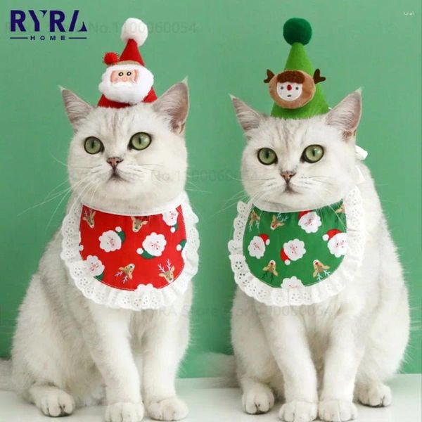 Trajes de gato faixa de Natal de alta qualidade Prazer e colorido Decorações de férias de desenho animado Acessórios para animais de estimação Única adorável fofo