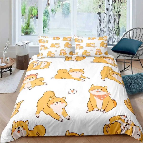 Bedding Sets Shiba Inu Duvet Capa fofa Shiba Inu Bedding Set Dog Love