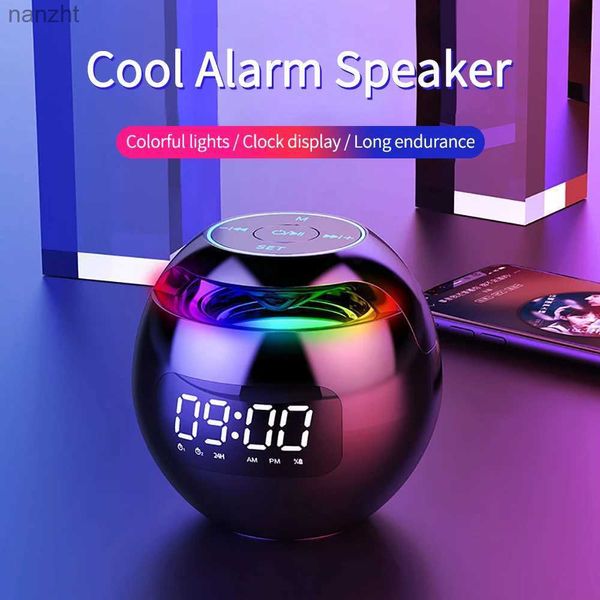 Портативные динамики сотовые телефоны Новый цвет Clock Night Light Bluetooth -динамик мини -портативный домашний динамик Bluetooth со светодиодным дисплеем TF Card Mp3 USB Зарядка wx