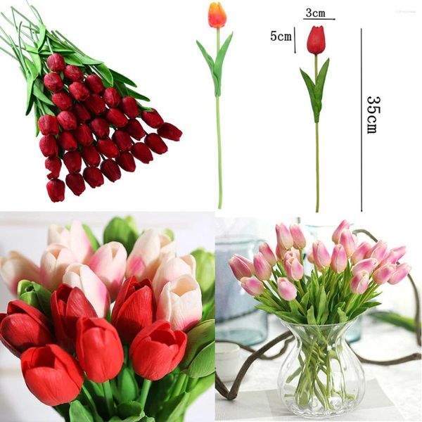 Dekorative Blumen 1 Stück 35 cm Tulp Blume künstliche Bouquet PU Plastik Gefühle Hochzeitszeremonie Dekor Hausgarten Geschenke