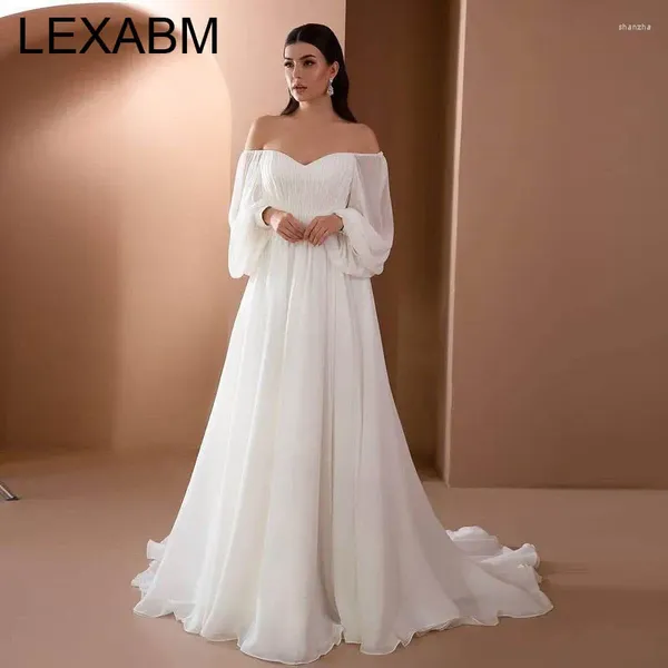 Lässige Kleider weiße Maxikleid elegante lange Ärmel von Schulter Rückenfreier Abend Party Frauen Hochzeitskleider Prom Roben Vestidos weiblich