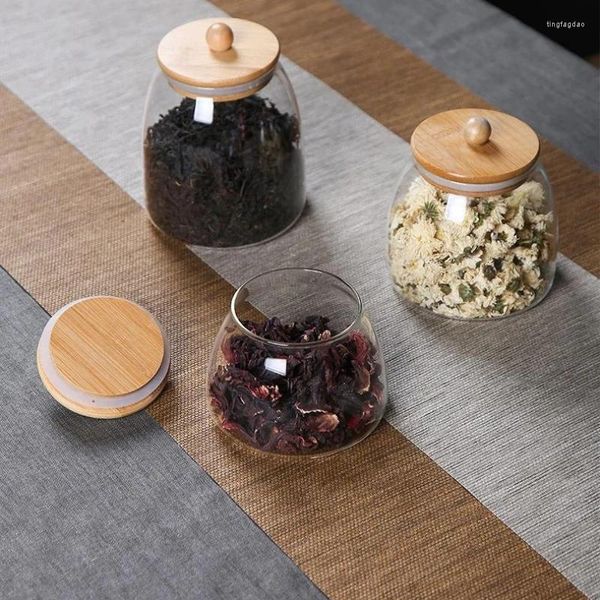 Garrafas de armazenamento Coffee Bean Glass Jar Alimento Clear Tea Selações seladas Condimentos Flor Black Bottle com tampa