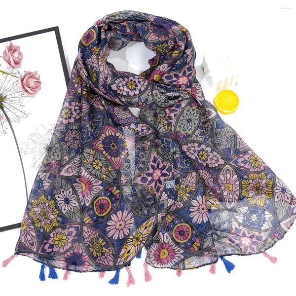 Шарфы мода все сочетание печатного шелкового шарфа национальное романтическое романтическое хлопок и путешествия