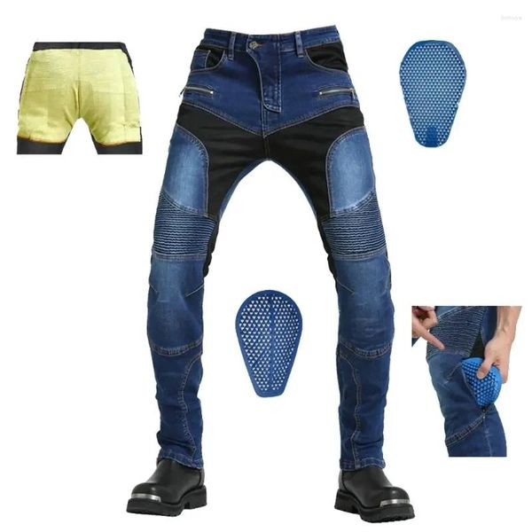 Abbigliamento motociclistico uomini donne che cavalcano i pantaloni si rafforzano con i jeans per motociclisti estivi aramidici a nido d'aparato in silice