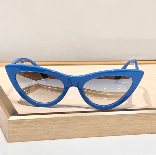 Klassische Katzenauge Sonnenbrille Blau silberne Spiegel Linsen Frauen Designer Sonnenbrille Brille Sommerschatten Sunnis Lunettes de Soleil Uv400 Eyewear
