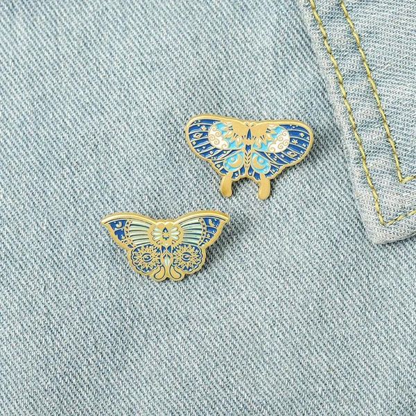 Broches 2 PCs Blue Cartoon Butterfly Butray Broche de insetos personalizados pinos para mochilas