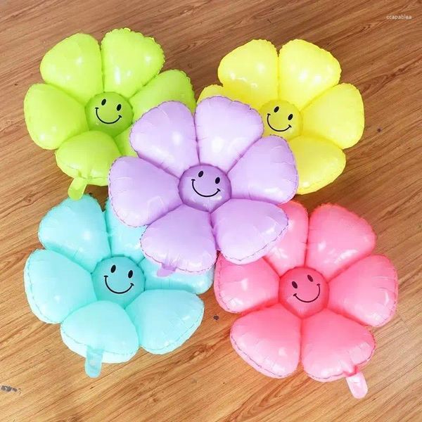 Decorazione per feste 5pcs Macarone Daisy Flower Foil Balloons Plumeria Ball Wedding Birry Baby Shower Puns Puns Air Globos