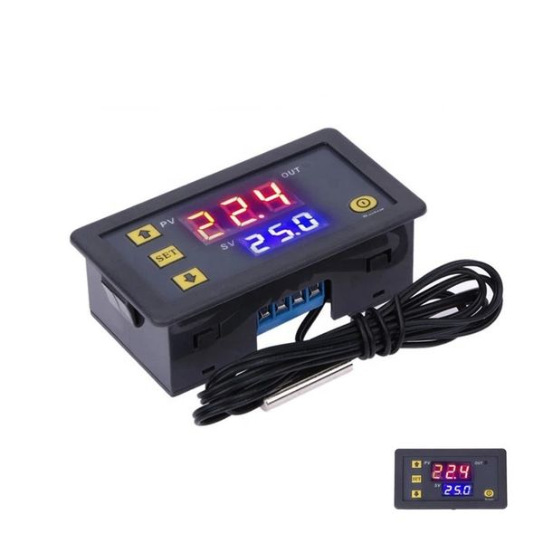W3230 12V 24V AC110-220V Linha de sonda 20A Controle de temperatura digital LED Termostato com instrumento de controle de calor/refrigeração