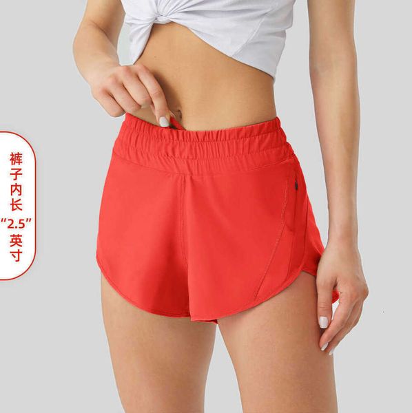 LU-16 Летняя трека, эта 2,5-дюймовая горячие горячие шорты свободные дышащие быстрое сушка спортивные женские брюки йога юбка универсальная повседневная боковая карман