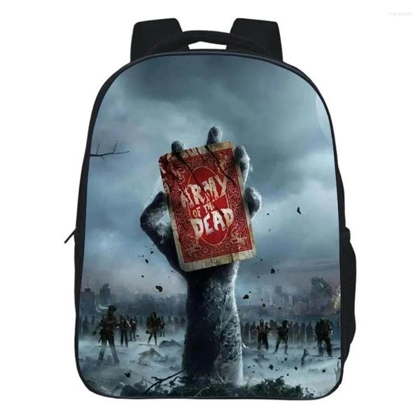 Backpack Exército dos mortos 2024 filmes de terror imprimindo crianças bolsa escolar preta zíper bookbag boys garotas bolsas de meninas mochila