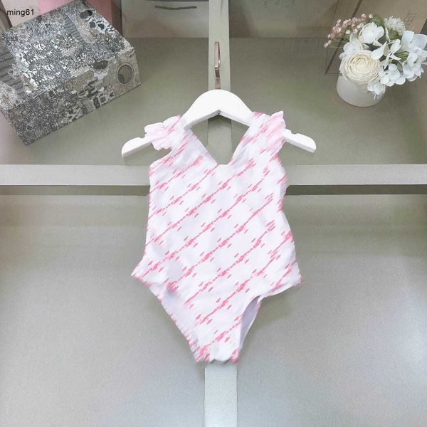 Marka Kids Bir parça mayo pileli dantel kızlar mayo boyutu 80-150 cm yaz çocuk plaj bikinis tasarımcısı çocuk yüzeyleri 24 maya