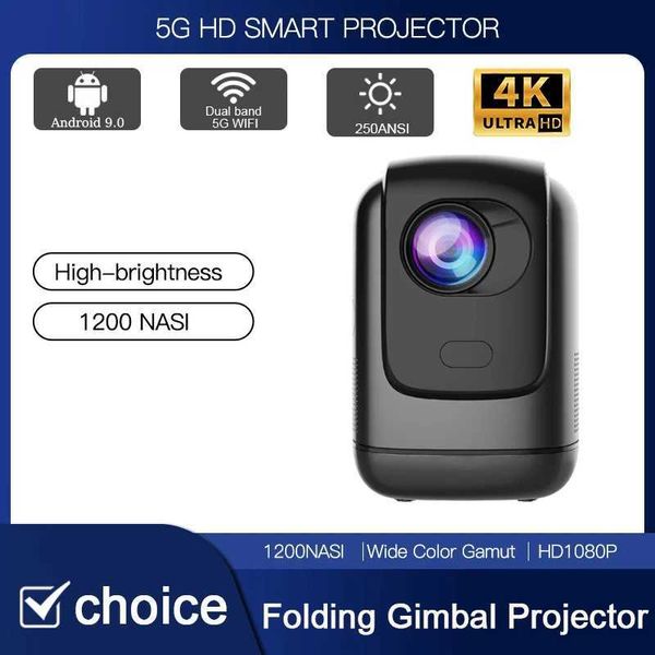 Projetores 1080p Projetor portátil Full HD 4K Ultra Wifi6 Bluetooth Mini Projetor Android Wireless Intelligent Video Vídeo Home Teatro Projetor J240509