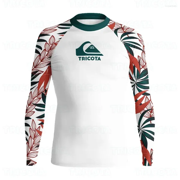 T-shirt da bagno da bagno da bagno per la protezione solare protezione da sole immersione da bagno a maniche lunghe lycra rashguard per uomo muta surfichi