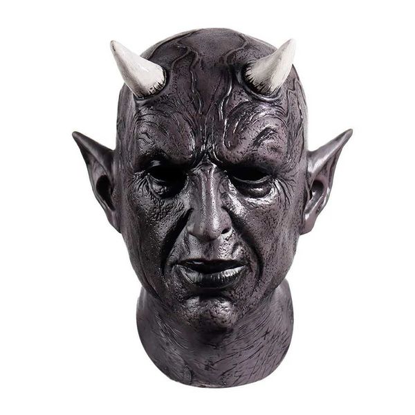 Партия маски Mephistopheles Demon Horn Mask Ролевая игра ужас дьявол латекс шлем Хэллоуин Макияж карнавальный костюм реквизит Q240508