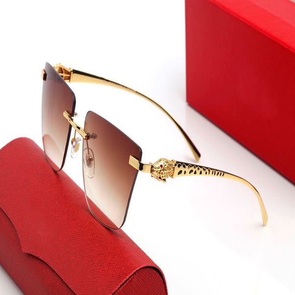 Occhiali da sole oversize per donne da uomo unisex leopardo oro in metallo designer senza marcia senza goggle bufalo horn occhiali da sole con scatola 2809