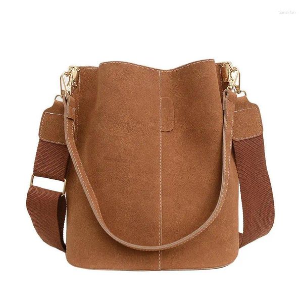 Omuz çantaları treepeas retro yüksek kapasiteli kova nubuck deri çanta kadınlar için tasarımcı el lüks bayan crossbody