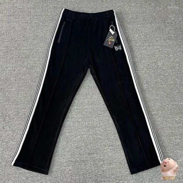 Herrenhose Streetwear Klassische Multikolen -Samtnadeln Track Männer Frauen Jogger gestickt Butterfly Stripe Awge Jogginghose