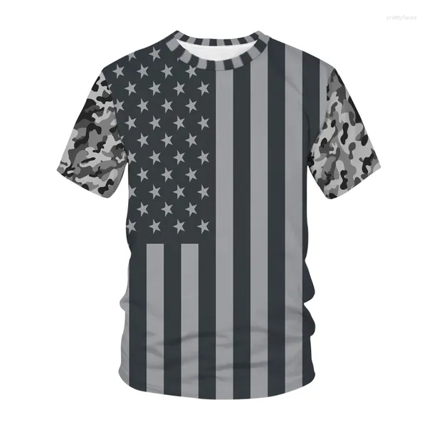 Magliette maschili USA Flag America America 4 luglio Thirt a stampa 3d Tops da uomo Fashi