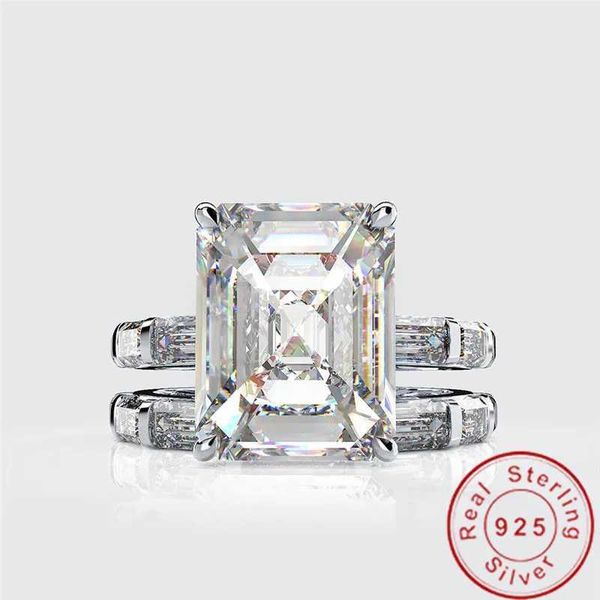 Bandringe Jadeit Cut 4CT Moissanite Diamond Rsets 100% Original 925 Sterling Silber Engagement Ehering J240508