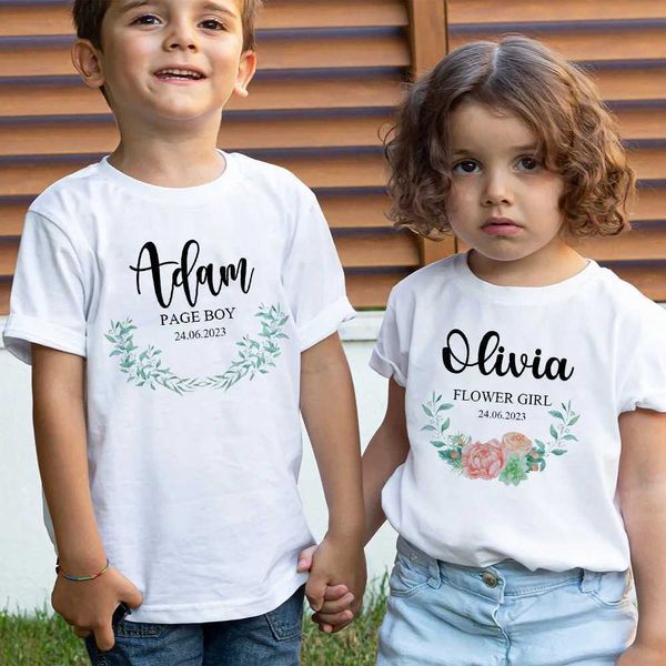 T-shirt Pagina Flower Girl Personalized Boys T-shirt Suggerimenti per matrimoni Gifts Childrens Fare di nozze per bambini Topl2405