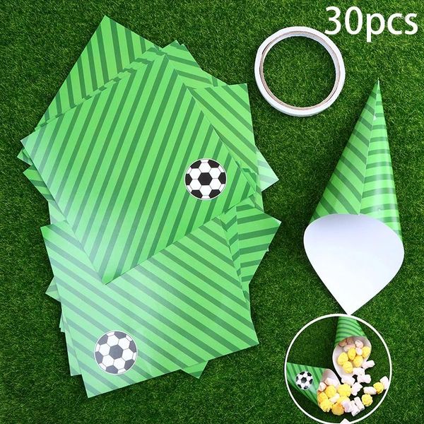 Strumenti da forno 30pcs Green Football Birthday Party Kid Paper Cones Holder Strumento di display Popcorn Strumento di gioco per bambini