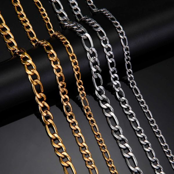 Цепочки Skyrim Figaro Chain Collese для мужчин Женщины из нержавеющей стали Золото. Основное панк длинный толстый канал