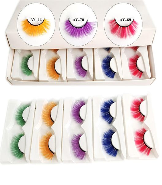 Dicke farbige Faux Mink 3D Wimpern Dramatische super lange flauschige Farbe falsche Augenwimpern für Halloween Cosplay -Bühnen -Make -up 11312352512