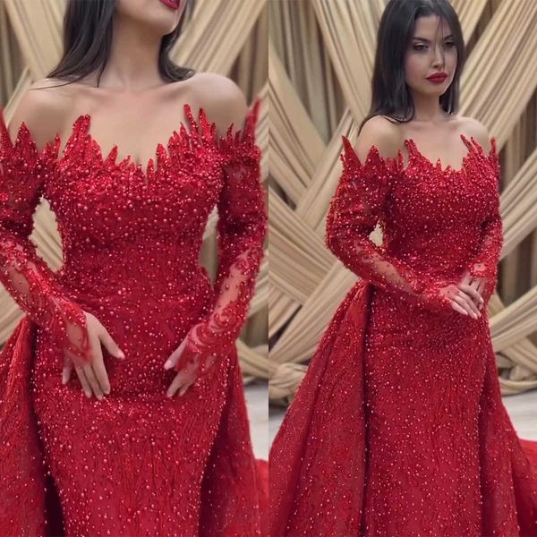 Mermaid Prom Dresses perle perle in pizzo Pace Pace Irregolare Train Irregolare Riegabile Custom Filo Obito da sera Gorge da sera Vestitido De Noite