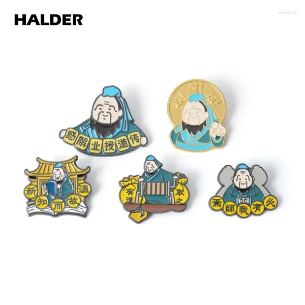 Spettame Halder Gli anali di confucio maestro per insegnanti accessori smalto accessori per spille backpack costume badge regalo gioiello