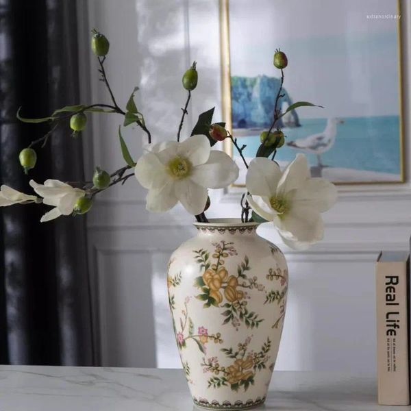 Armazenamento de cozinha Chinesa Chinese Retro Ceramic Vaso Craft Gift Creative American Country Flower and Bird Decoration Sala de estar