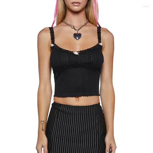 Serbatoi da donna Xingqing Y2K Top Top Women Coquette Asteetic Assumet Assicatore Taglie a pianto senza maniche con Sleeveless con rosa 3D Streetwear dolce