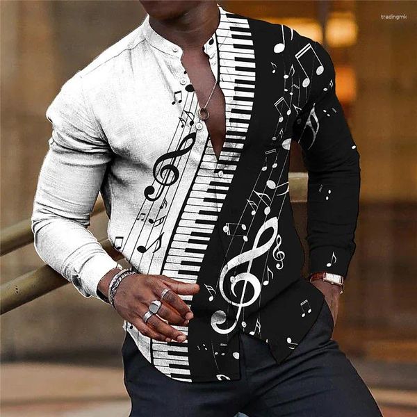 Herren Casual Shirts Musik Shirt Stand Halsband Party Anzug Sport läuft hochwertiges Material weich bequem 2024