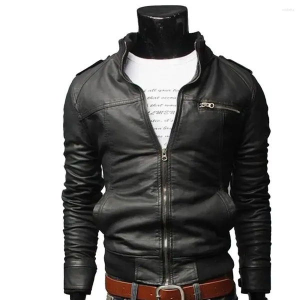 Herrenjacken 2024 Motorrad Leder Jacke Slim Männer Faux Outer Wear Clothing für männliche Kleidungsstücke Mann