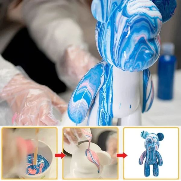 Miniaturen DIY Malmalerei weiße Embryo Flüssige Plastik Handmalerei Gewalt Bären Spielzeugmodell Puppe ParentChild Building Bären Puppen Geschenk